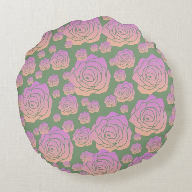 Rose Garden Round Pillow (Back)
