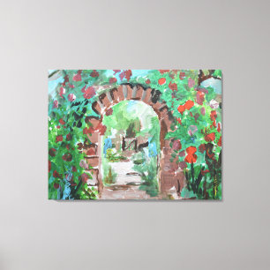 Rose Garden Stone Archway Canvas Print