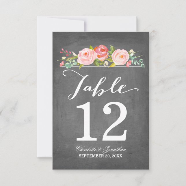 Rose Garden | Table Number Card (Front)