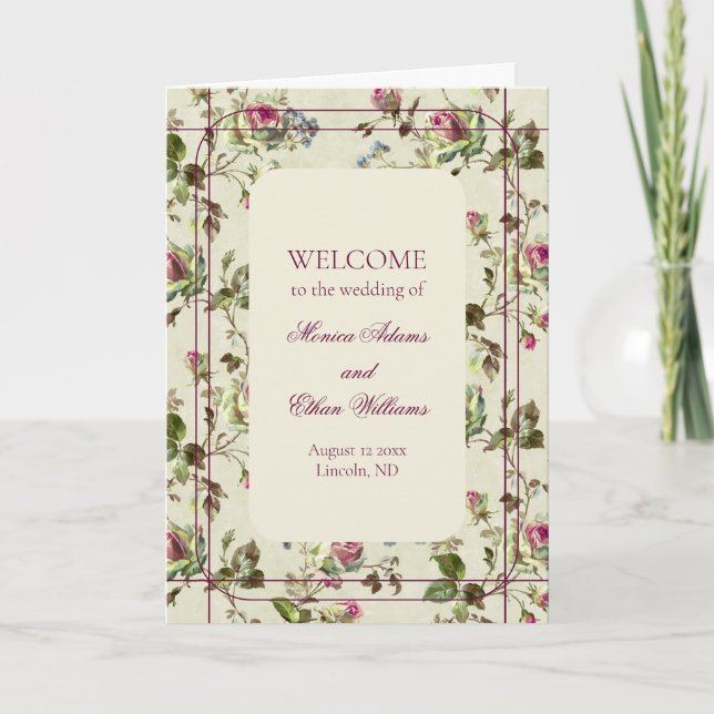 Rose garden vintage wedding  program (Front)