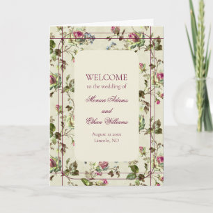 Rose garden vintage wedding  program