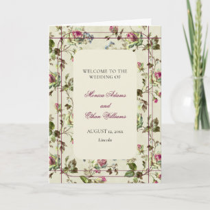Rose garden vintage wedding programme  program