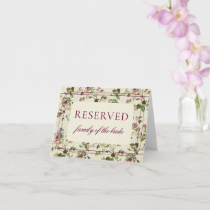Rose garden vintage wedding reserved place card