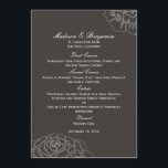 Rose Garden Wedding Menu Card - Charcoal<br><div class="desc">This contemporary Rose Garden collection features beautiful rose silhouettes that add a classy and elegant style to any wedding theme. This design is also available in other colour schemes. Visit berryberrysweet.com for details. Available items in this design: - Wedding Invitations - RSVP card - Table Seating/Place Cards - Wedding Programs...</div>