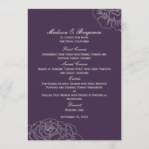 Rose Garden Wedding Menu Card - Purple