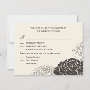 Rose Garden Wedding RSVP Card - Charcoal