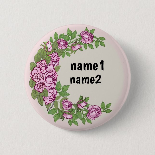 Rose  garland  2 inch round button (Front)
