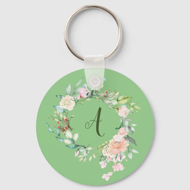 Rose Garland Garland Script Monogram Keychain (Front)