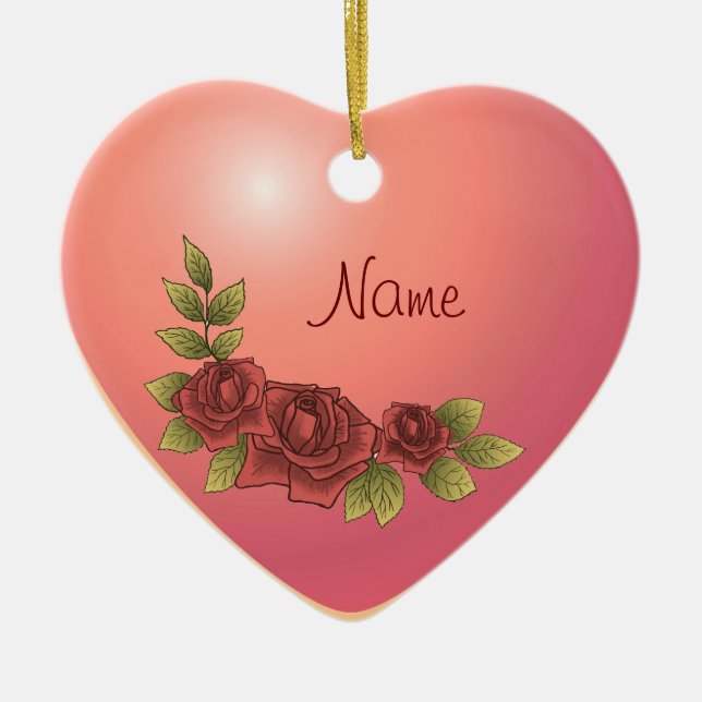 Rose Garland Heart ornements personnalisés (Devant)