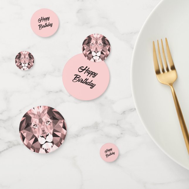 Rose Geometric Lion Head Birthday Confetti (Group)