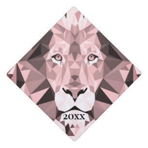 Rose Geometric Lion Head Year Graduation Cap Topper