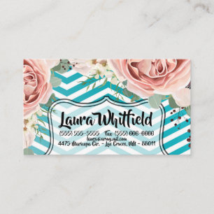 Rose géométrique carte de visite Chevron Turquoise