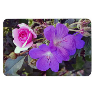Rose & Geranium Large personalized photo magnet