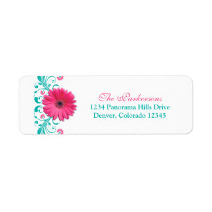 rose Gerber Daisy Turquoise Floral Mariage Adresse