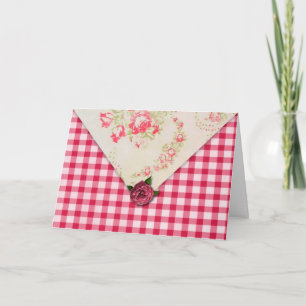 Rose Gingham Birthday Card