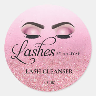Rose Glam Glitter Lash Bath Shampoo Cleanser Classic Round Sticker