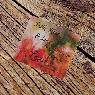 Rose Glass Cutting Board Faith, Hope and Love