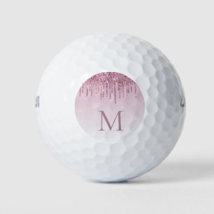 Rose Glitter Drips Personalized Monogram and name Golf Balls