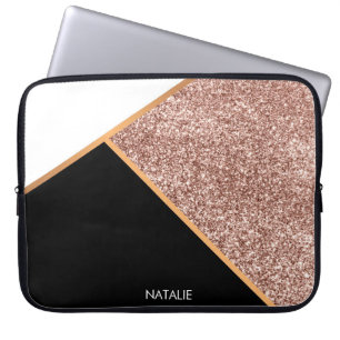 Rose Glitter Geometric Laptop Sleeve