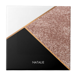 Rose Glitter Geometric Tile