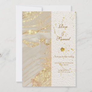 Rose Glitter Gold Alcohol Ink Wedding Invitation