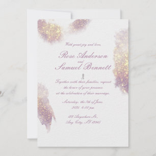 Rose Glitter Gold Wedding Invitation