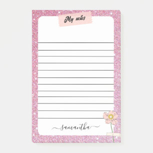  Rose  Glitter Monogram Name  Post-it Notes