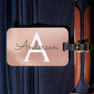 Rose Glitter Name Luggage Tag