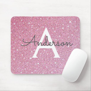 Rose Glitter Name  Mouse Pad