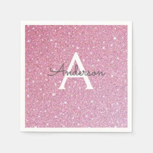 Rose Glitter Name Napkin