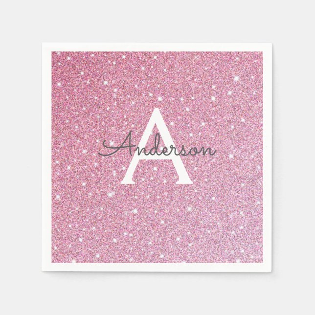 Rose Glitter Name  Napkin (Front)