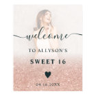 Rose glitter ombre photo Sweet 16 welcome