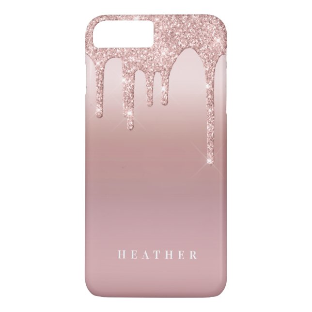 Rose Glitter Ombre Pink Blush Name Case-Mate iPhone Case (Back)
