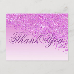 Rose Glitter Pink Shades Thank You Postcard