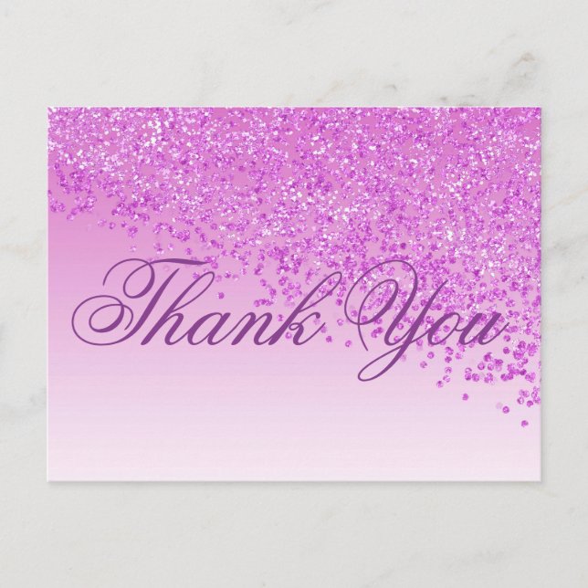 Rose Glitter Pink Shades Thank You Postcard (Front)