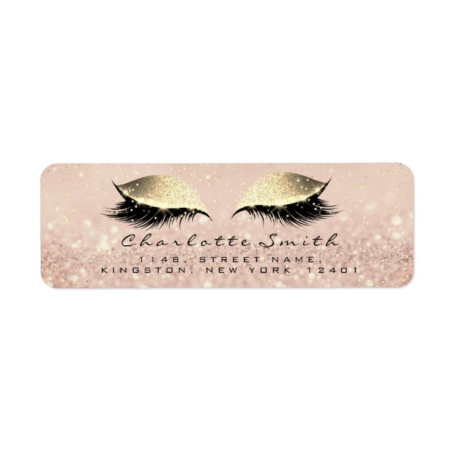 Rose Glitter RSVP Return Address Eye Lashes Makeup (Front)
