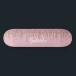 Rose Glitter Skateboard w/ Name<br><div class="desc">Easily personalize this custom pink faux glitter skateboard deck. Make this skateboard your own by adding your text. To access advanced editing tools, please go to "Personalize this template" and click on "Details", scroll down and press the "click to customize further" link. Ideal for any Occasion such as birthday or...</div>
