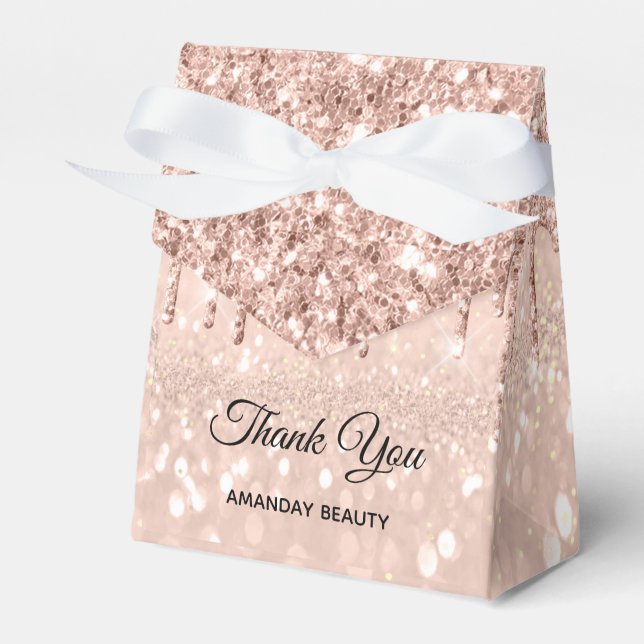 Rose Glitter Sweet 16th Bridal Beauty Shop Favor Box (Front Side)