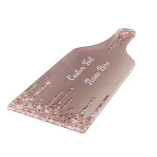 Rose Glitter Your Text Name Cutting Board Gift