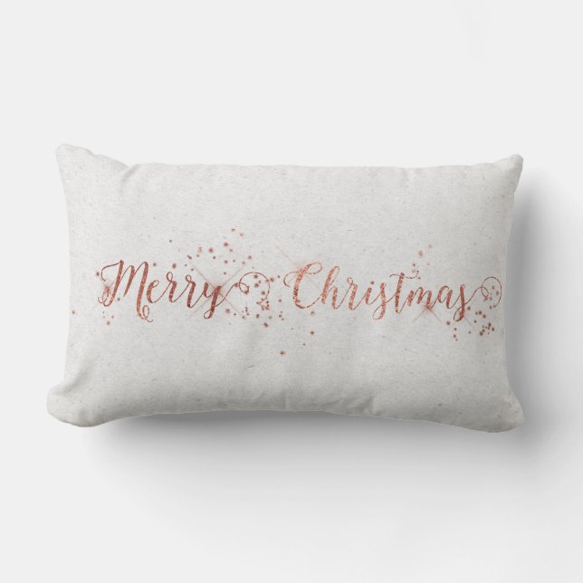 Rose Gol Pink Silver Grey Kraft Merry Christmas Lumbar Pillow (Front)