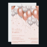 Rose gold 11th birthday invitations Balloon Glam<br><div class="desc">Rose gold 11th birthday invitations Balloon Glam glitter sparkle</div>