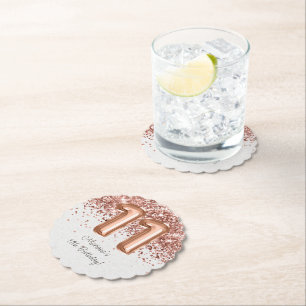 Rose Gold 11th Birthday Party Paper Coaster