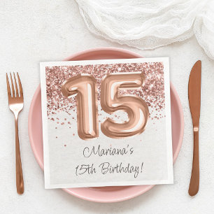  Rose Gold 15th Birthday Party Napkin