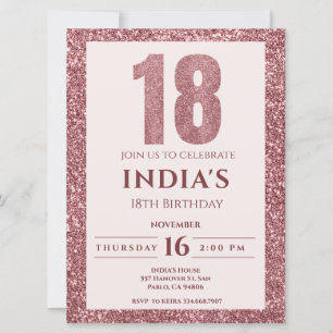 rose gold 18th birthday  invitation