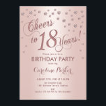 Rose Gold 18th Birthday Party Invitation<br><div class="desc">18th Birthday Party Invitation
Elegant design with faux glitter rose gold and foil effect. Sparkly glitter diamonds confetti and stylish script font invite card. Glam blush pink and white. Cheers to 18 Years! Please message me if you need further customization.</div>