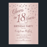 Rose Gold 18th Birthday Party Invitation<br><div class="desc">18th Birthday Party Invitation
Elegant design with faux glitter rose gold and foil effect. Sparkly glitter diamonds confetti and stylish script font invite card. Glam blush pink and white. Cheers to 18 Years! Please message me if you need further customization.</div>