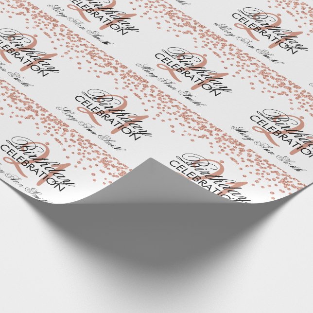 Rose Gold 21st Birthday Faux Glitter Confetti Wrapping Paper (Corner)
