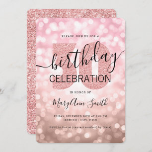Rose Gold 30th Birthday Glitter Lights Invitation