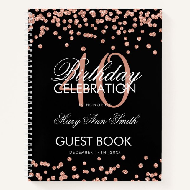Rose Gold 40e Anniversaire Livre d'or Confetti Noi (Devant)