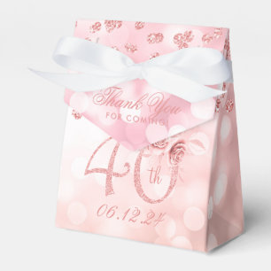 Rose Gold 40th Birthday Thank You Floral Lights  Favor Box